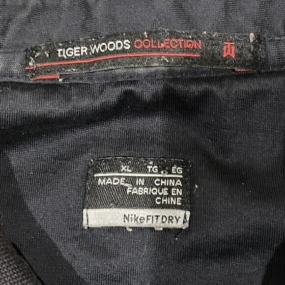 Nike Men's Dri Fit Tiger Woods Collection Black Short Sleeve Golf Polo Size XL - Picture 12 of 15